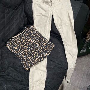 Lot consists of 3R Hollister khakis, XS Express cami, 51/2 cage heels.